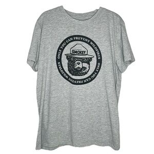 Smokey the Bear Only you Can Prevent Wildfires black and gray tee size Medium